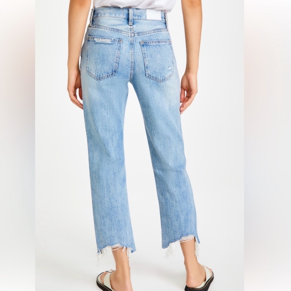 Pistola Light Blue Ankle distressed light wash relaxed fit mom Jeans